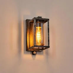 Portalis Lampe murale d´extérieur Noir, Argenté, 1 lumière, Détecteur de mouvement