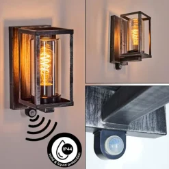 Portalis Lampe murale d´extérieur Noir, Argenté, 1 lumière, Détecteur de mouvement