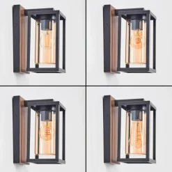 Portalis Luminaire extérieur, Lampe murale d´extérieur Brun, Couleur bois, Noir, 1 lumière