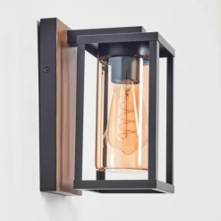 Portalis Luminaire extérieur, Lampe murale d´extérieur Brun, Couleur bois, Noir, 1 lumière
