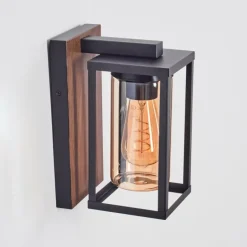 Portalis Luminaire extérieur, Lampe murale d´extérieur Brun, Couleur bois, Noir, 1 lumière