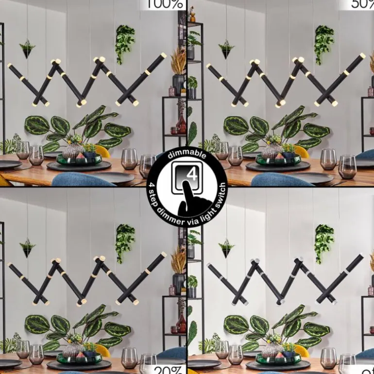 Pousseline Suspension, Suspension LED Noir, 1 lumière