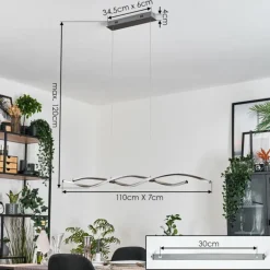 Radogna Suspension, Suspension LED Argenté, 2 lumières