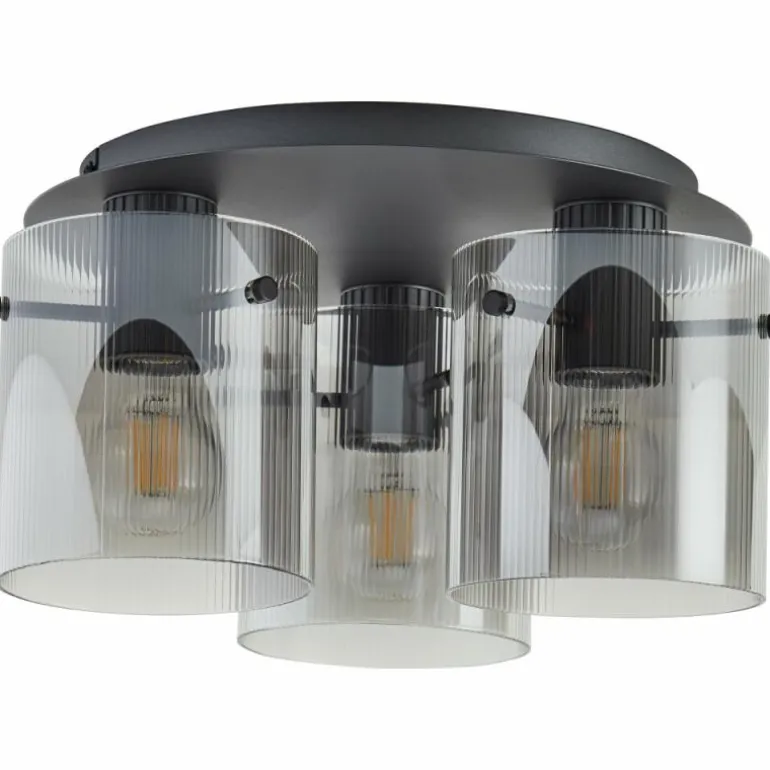Riffelini Plafonnier Luminaires Brilliant Noir, 3 lumières