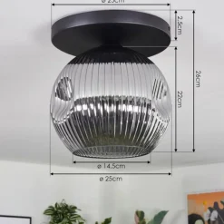 Ripoll Plafonnier, Boule lumineuse Fumé, 1 lumière