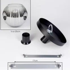 Ripoll Plafonnier, Boule lumineuse Chrome, Clair, Fumé, 1 lumière