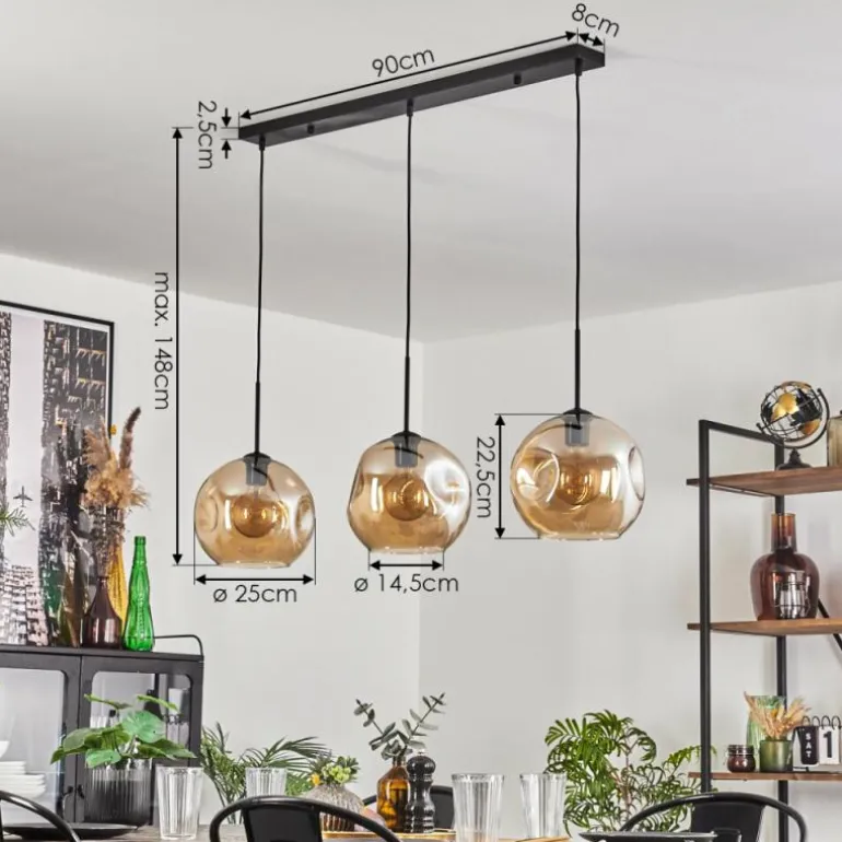 Ripoll Suspension Ambre, 3 lumières