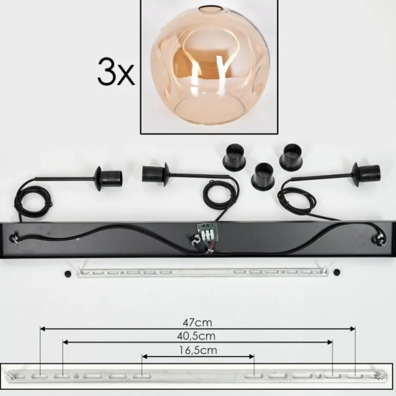 Ripoll Suspension Ambre, 3 lumières