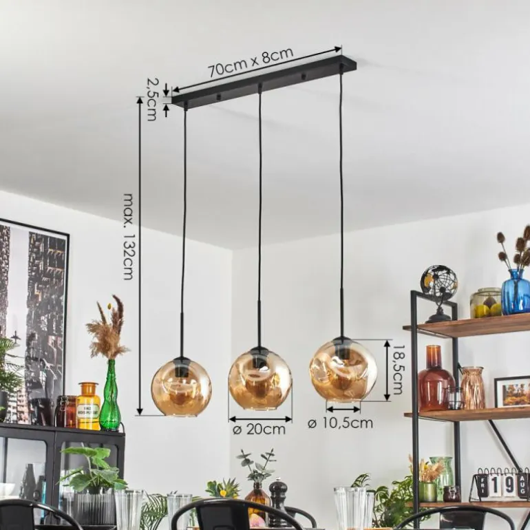 Ripoll Suspension Ambre, 3 lumières