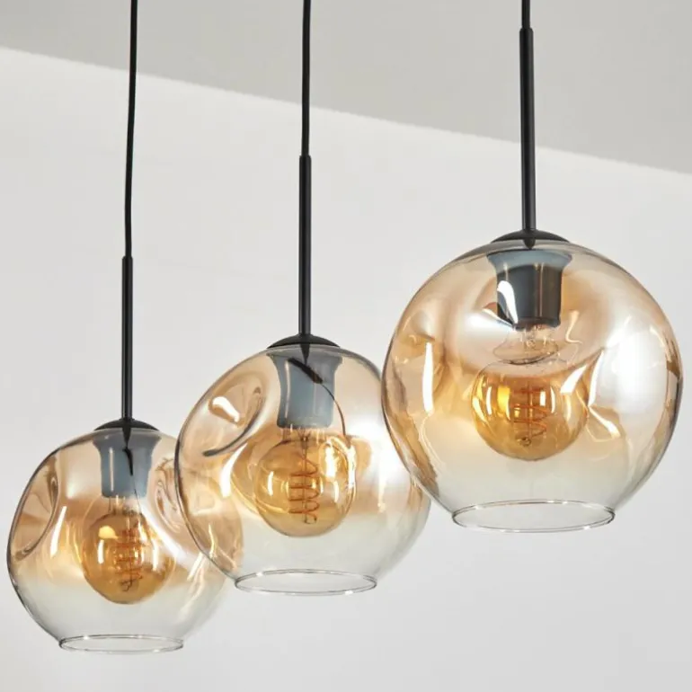Ripoll Suspension Ambre, Clair, 3 lumières