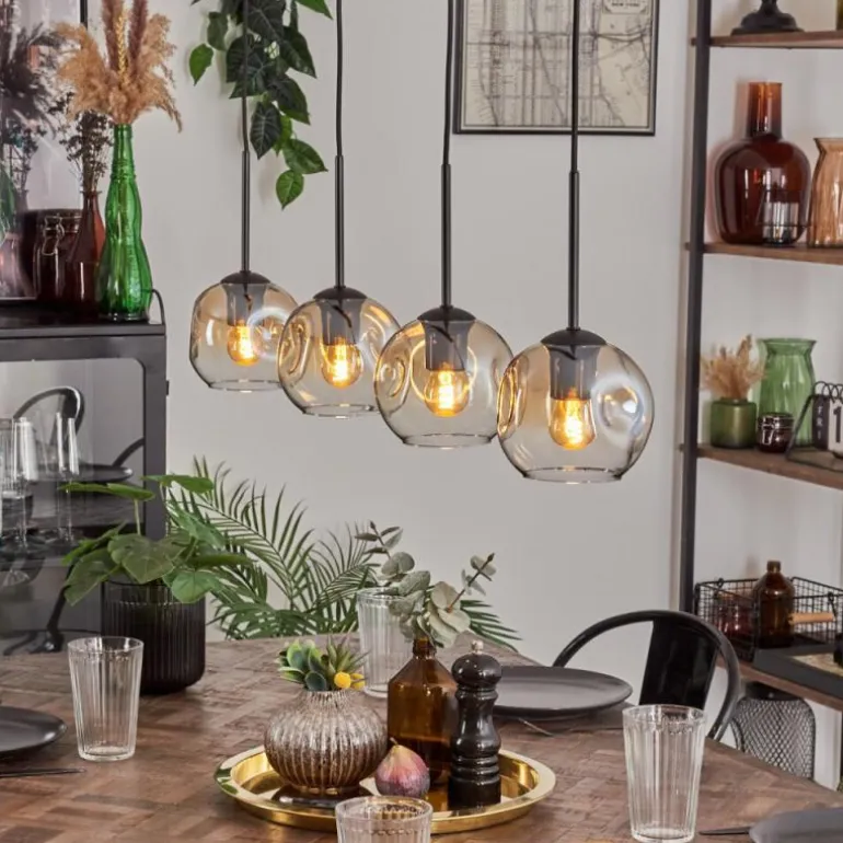 Ripoll Suspension Ambre, Clair, 4 lumières