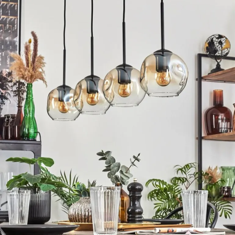 Ripoll Suspension Ambre, Clair, 4 lumières