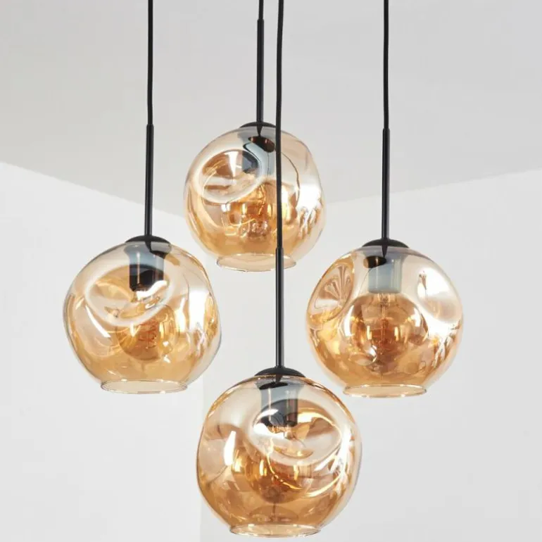 Ripoll Suspension, Boule lumineuse, Suspension Ambre, 4 lumières