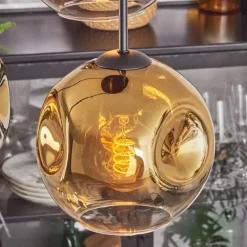 Ripoll Suspension, Boule lumineuse, Suspension Or, Clair, 4 lumières