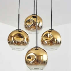 Ripoll Suspension, Boule lumineuse, Suspension Or, Clair, 4 lumières