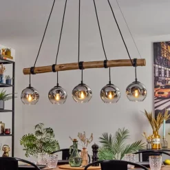 Ripoll Suspension, Boule lumineuse, Suspension Chrome, Fumé, 5 lumières