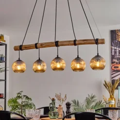 Ripoll Suspension, Boule lumineuse, Suspension Écru, Noir, 5 lumières