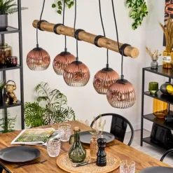 Ripoll Suspension, Boule lumineuse, Suspension Écru, Noir, 5 lumières