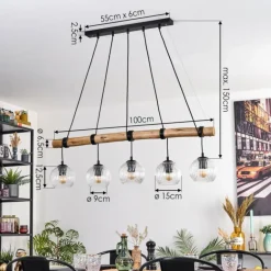 Ripoll Suspension, Boule lumineuse, Suspension Écru, Noir, 5 lumières