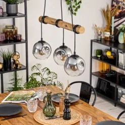 Ripoll Suspension, Boule lumineuse, Suspension Écru, Noir, 3 lumières