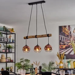 Ripoll Suspension, Boule lumineuse, Suspension Écru, Noir, 3 lumières