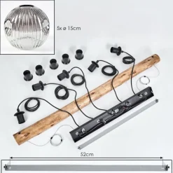 Ripoll Suspension, Boule lumineuse, Suspension Écru, Noir, 5 lumières