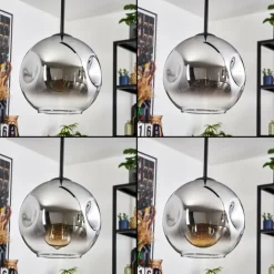 Ripoll Suspension, Boule lumineuse, Suspension Chrome, Clair, Fumé, 3 lumières