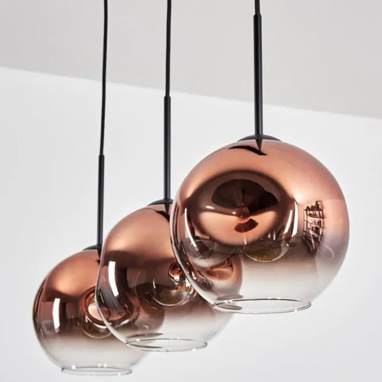 Ripoll Suspension, Boule lumineuse, Suspension Clair, Cuivré, 3 lumières
