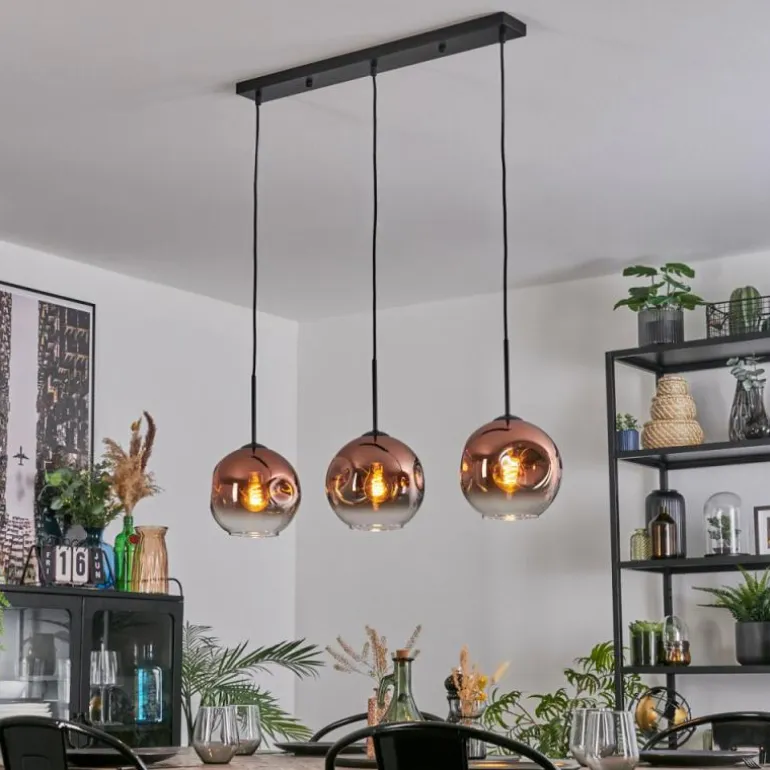 Ripoll Suspension, Boule lumineuse, Suspension Clair, Cuivré, 3 lumières