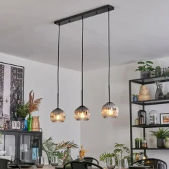 Ripoll Suspension, Boule lumineuse, Suspension Chrome, Clair, Fumé, 3 lumières