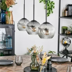 Ripoll Suspension, Boule lumineuse, Suspension Chrome, Clair, Fumé, 3 lumières