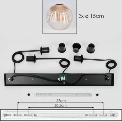 Ripoll Suspension, Boule lumineuse, Suspension Ambre, 3 lumières