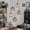 Ripoll Suspension, Boule lumineuse, Suspension grappe Ambre, Clair, Fumé, 5 lumières
