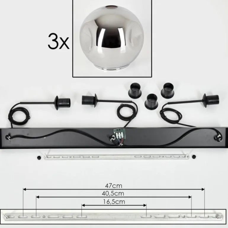 Ripoll Suspension Chrome, 3 lumières