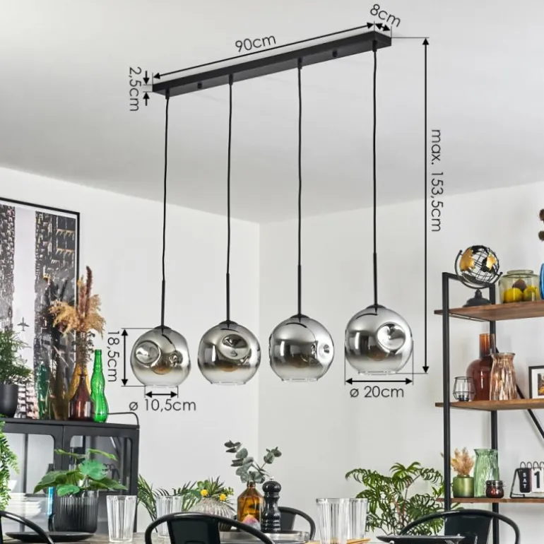 Ripoll Suspension Chrome, Clair, 4 lumières