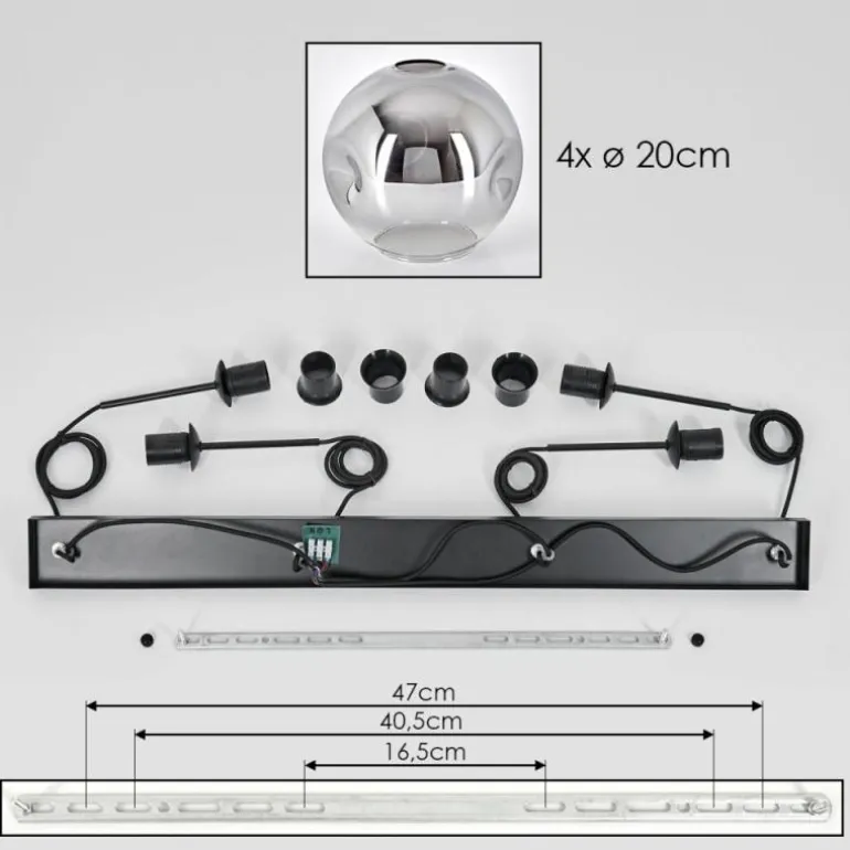 Ripoll Suspension Chrome, Clair, 4 lumières