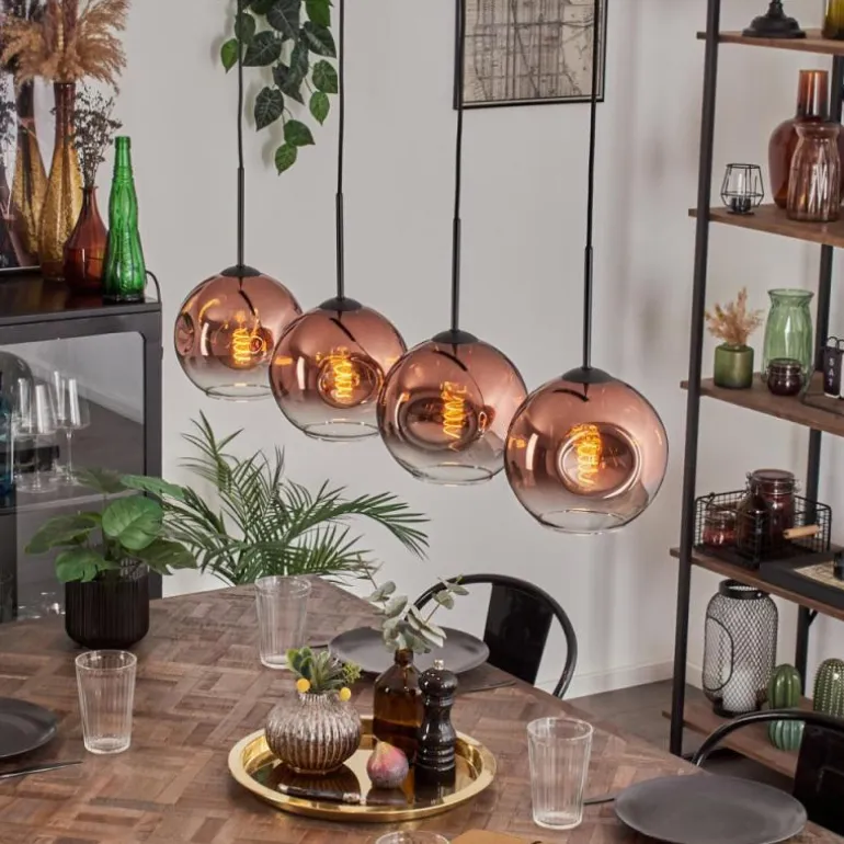 Ripoll Suspension Clair, Cuivré, 4 lumières