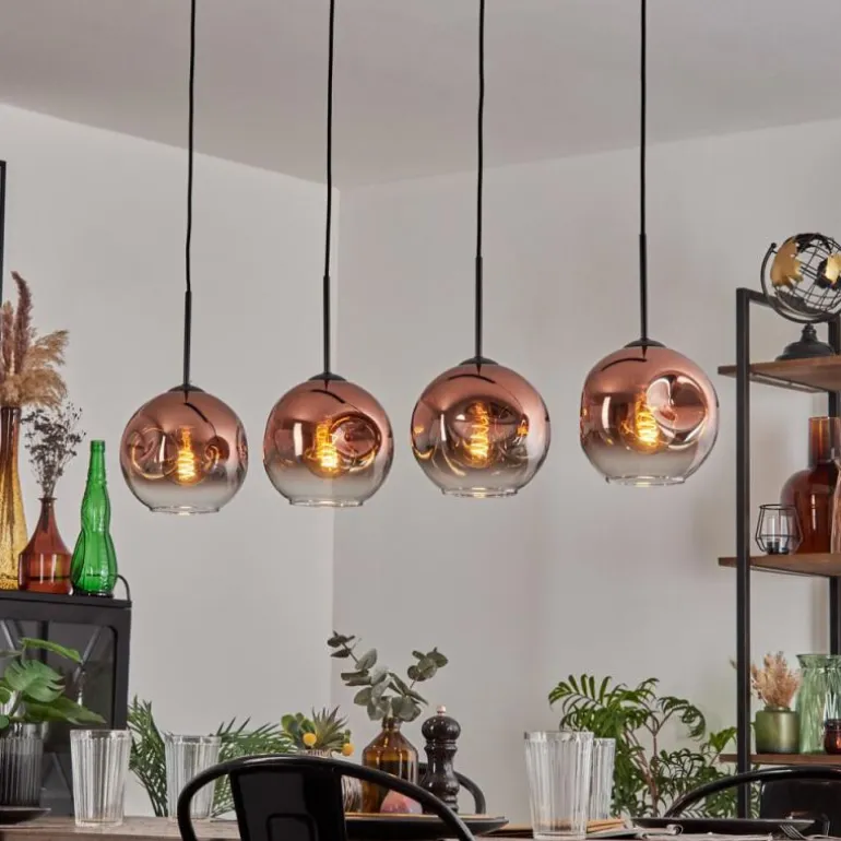 Ripoll Suspension Clair, Cuivré, 4 lumières
