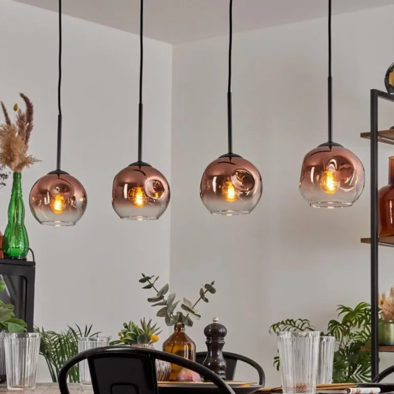 Ripoll Suspension Clair, Cuivré, 4 lumières