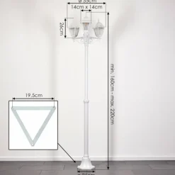 Réverbère Naofe Blanc, 3 lumières
