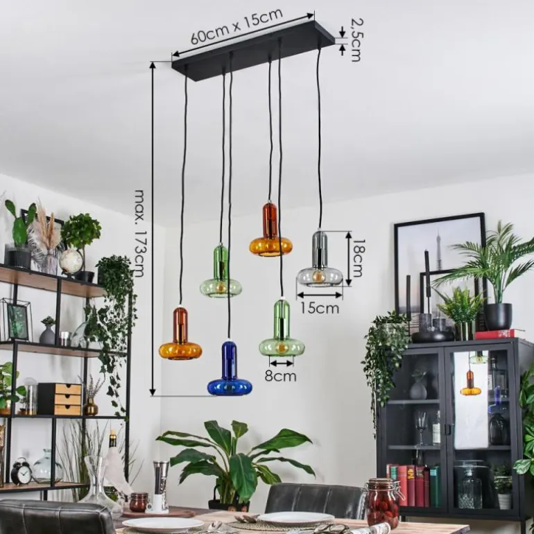 Salavisa Suspension Noir, 6 lumières