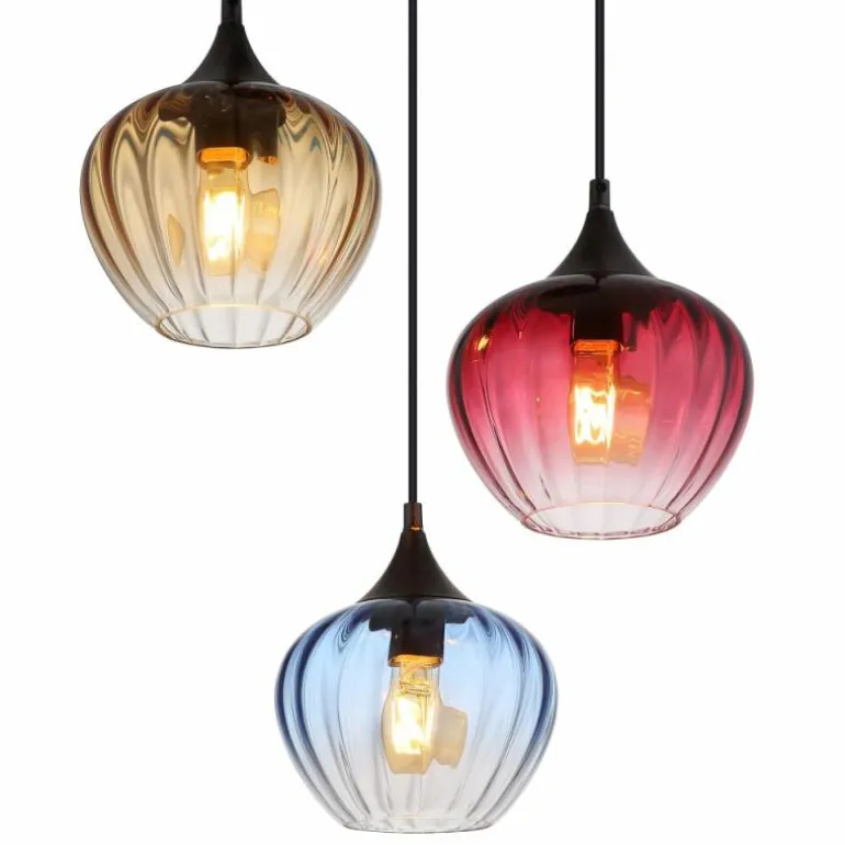 Sander Suspension Luminaires Globo Lighting Noir, 3 lumières