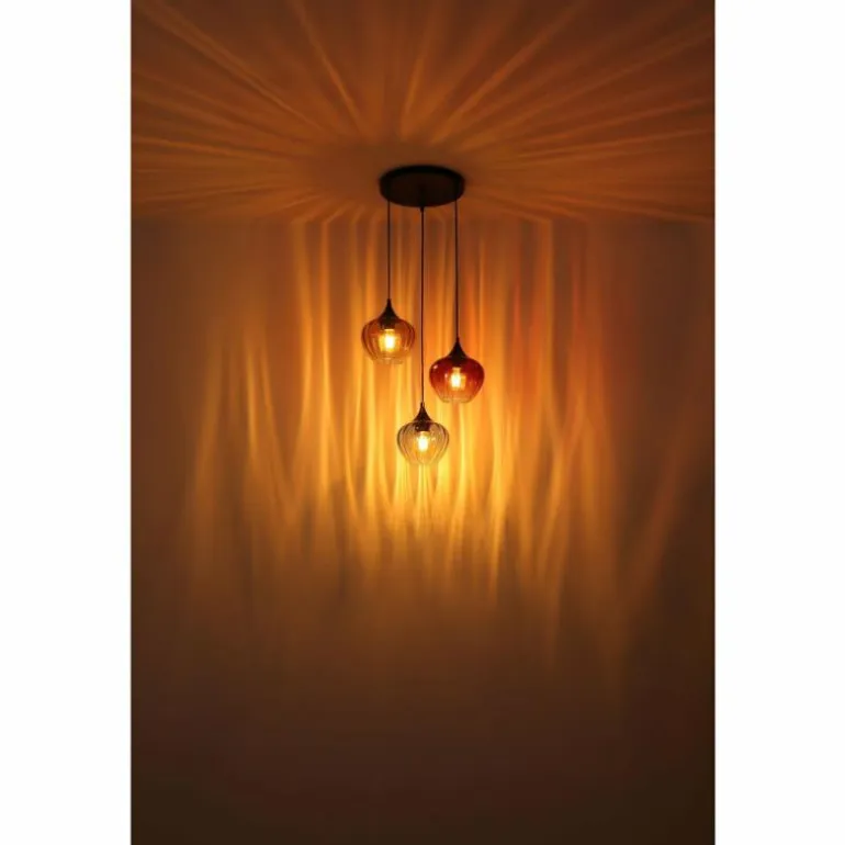 Sander Suspension Luminaires Globo Lighting Noir, 3 lumières