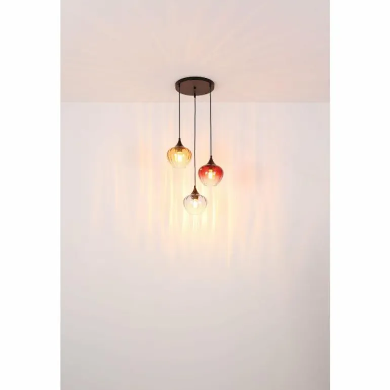 Sander Suspension Luminaires Globo Lighting Noir, 3 lumières