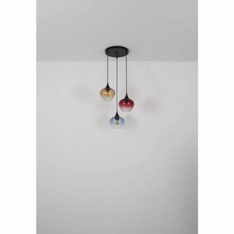 Sander Suspension Luminaires Globo Lighting Noir, 3 lumières