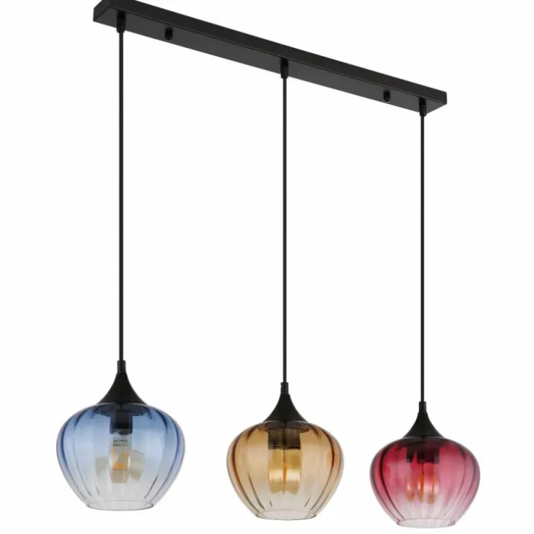 Sander Suspension Luminaires Globo Lighting Noir, 3 lumières