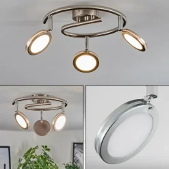 Sarnadinha Plafonnier LED Nickel mat, 3 lumières