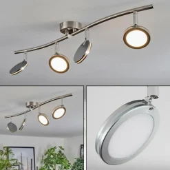 Sarnadinha Plafonnier LED Nickel mat, 4 lumières