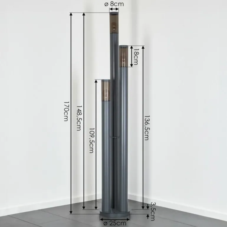 Sessa Eclairage de chemin Anthracite, 3 lumières