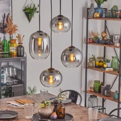 Soutinho Suspension, Boule lumineuse Clair, Fumé, 4 lumières